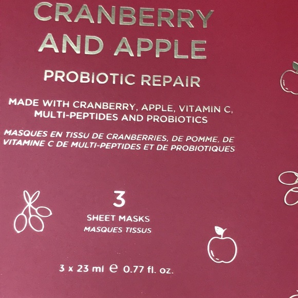 Vitamasques Cranberry & Apple Priobiotic Repair NEW 3 sheet masks - Picture 3 of 6